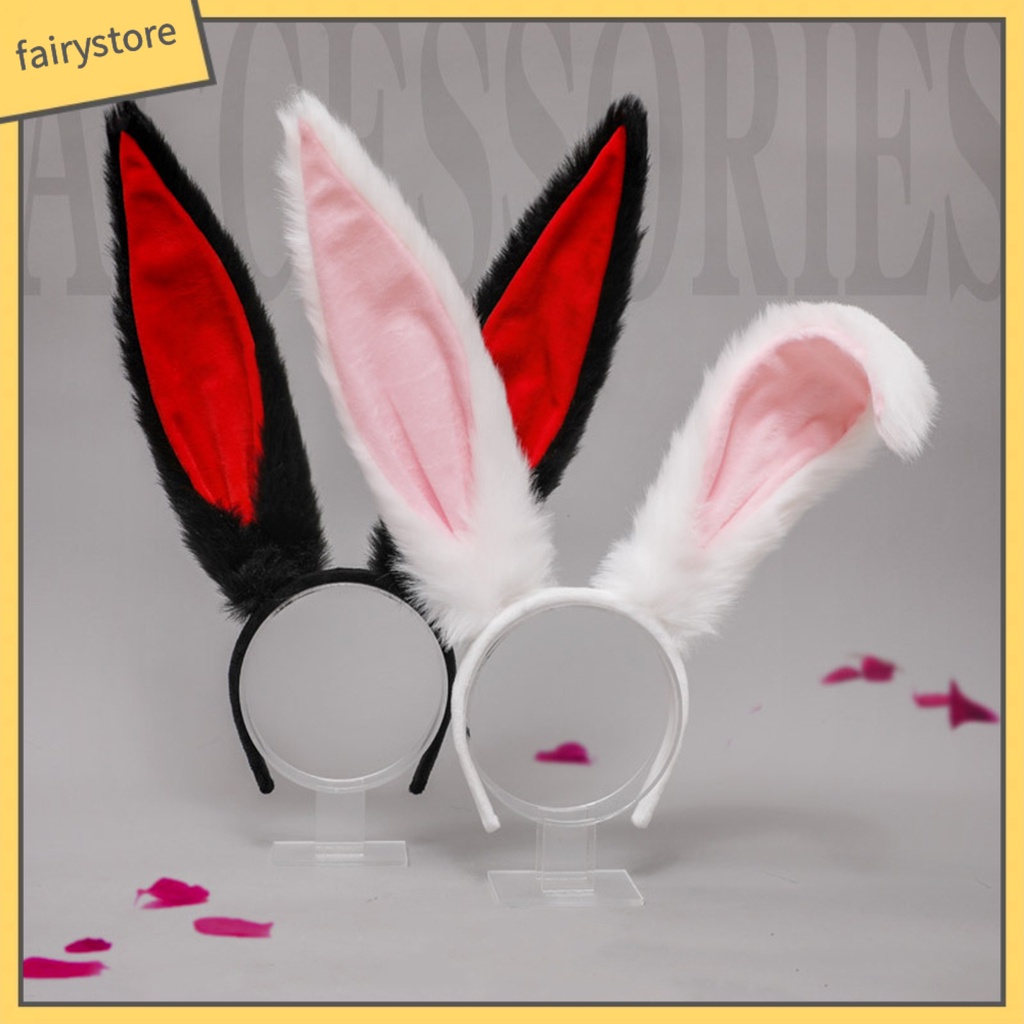 Băng Đô Cài Tóc Co Giãn Gọn Nhẹ Màu Sắc Tương Phản Phối Tai Thỏ Phong Cách Lolita Dành Cho Nữ