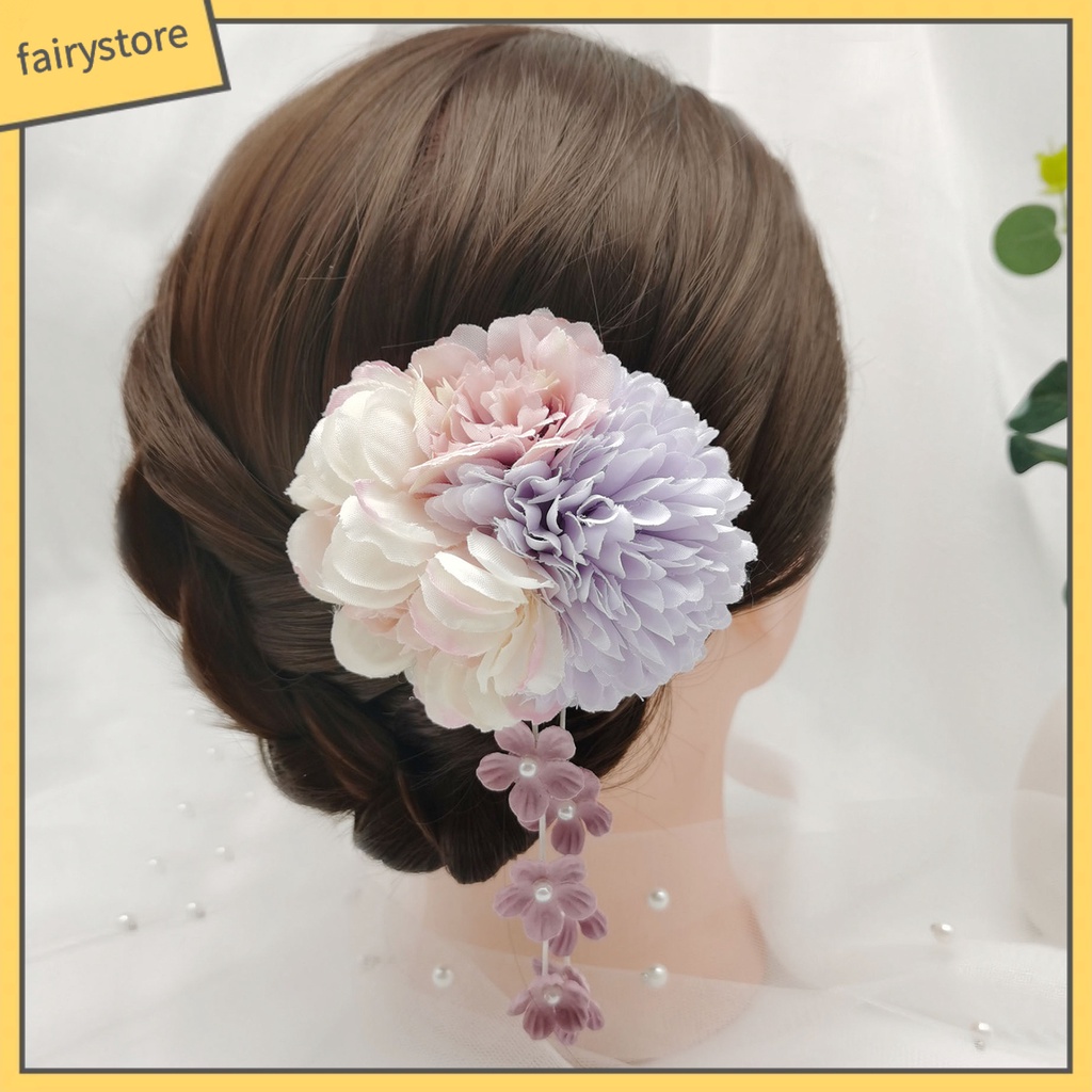 Set 3 Kẹp Tóc Chữ U Đính Hoa Giả Chống Rơi Thời Trang Cho Nữ