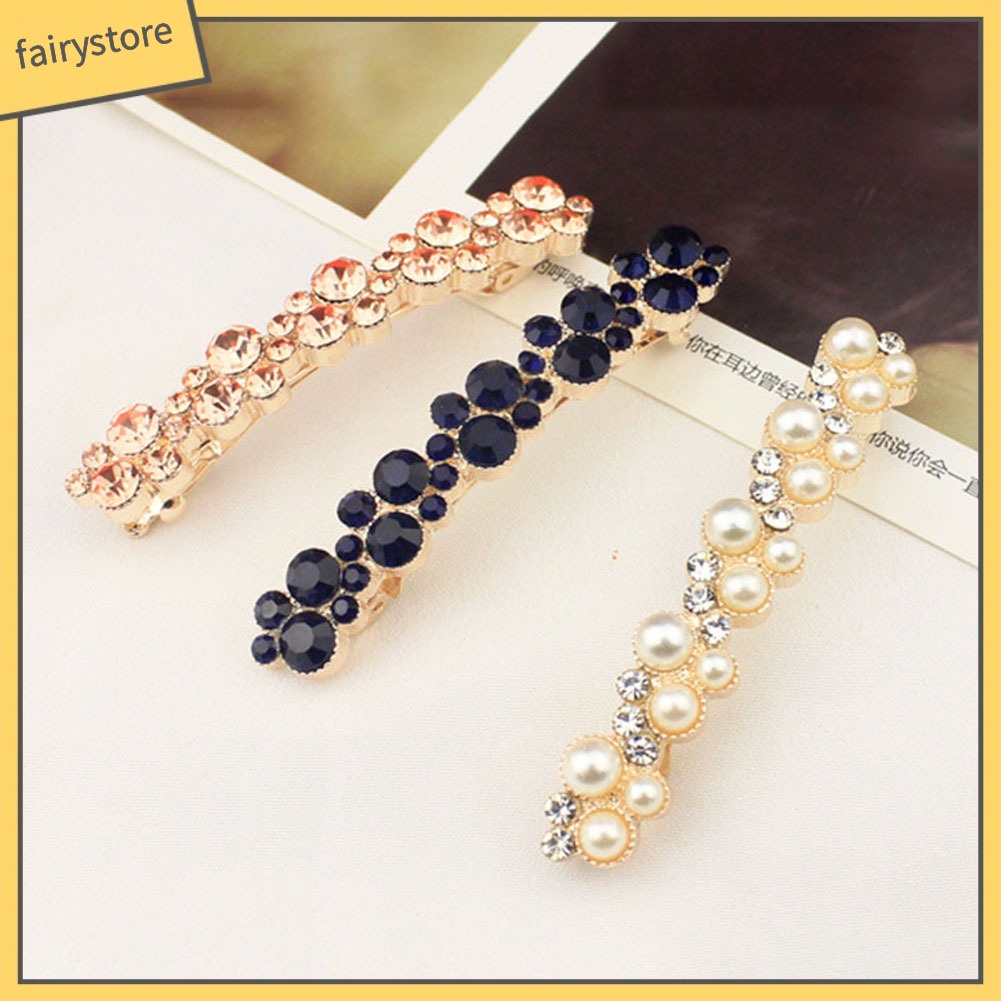 Kẹp Tóc Đính Đá Và Ngọc Trai Giả Thời Trang Thanh Lịch Dành Cho Nữ