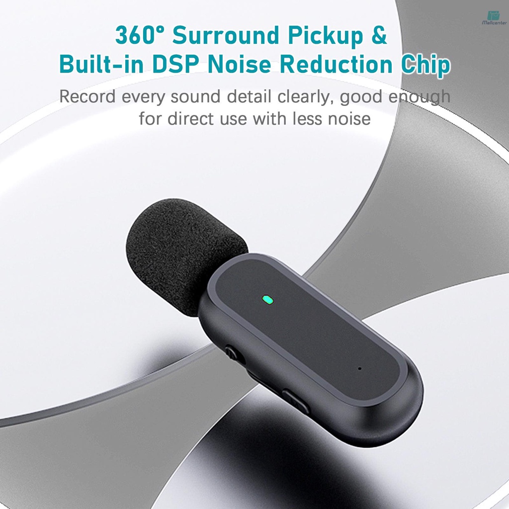 Portable One-trigger-Two Wireless Clip-on Microphone System for Type-C Android Phones Video Recording Mic 20M Transmission Range Built-in Battery with Charging Case for Vlog Live Streaming Interview
