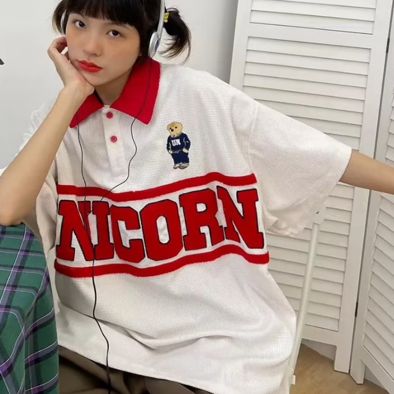 Áo Thun Polo Tay Ngắn In Chữ Phong Cách Hong Kong Thời Trang Mùa Hè Cho Nam