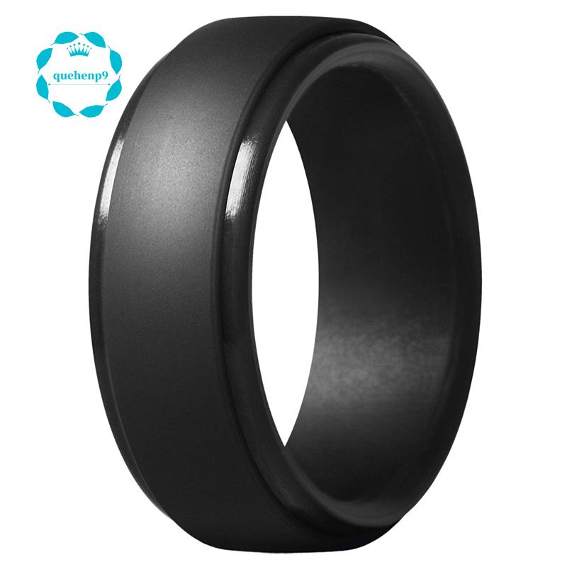 Nhẫn Cao Su Silicone Màu Đen Bạc 8Mm Thân Thiện Với Môi Trường