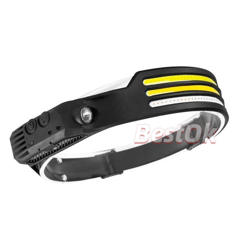 1 Đèn LED COB Cảm Biến Đeo Đầu Chống Nước Có Thể Sạc Lại Bằng Cổng USB Cho Hoạt Động Ban Đêm Ngoài Trời