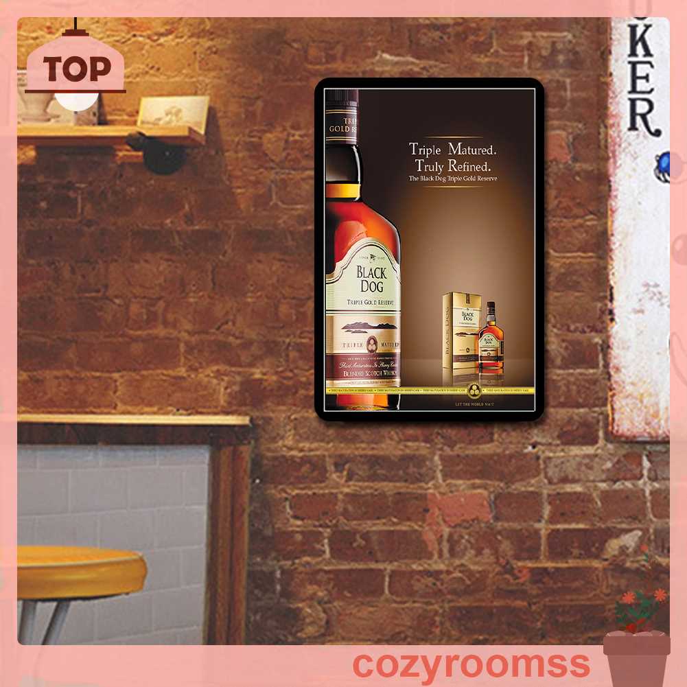 Tranh Kim Loại Treo Tường Hình Chữ Nhật Phong Cách Vintage Trang Trí Nội Thất Quán Bar