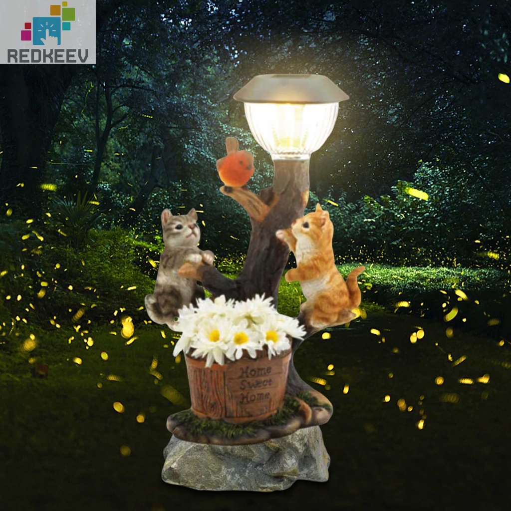 Đồ trang trí Chó Mèo Bằng Nhựa Resin Sử Dụng Năng Lượng Mặt Trời