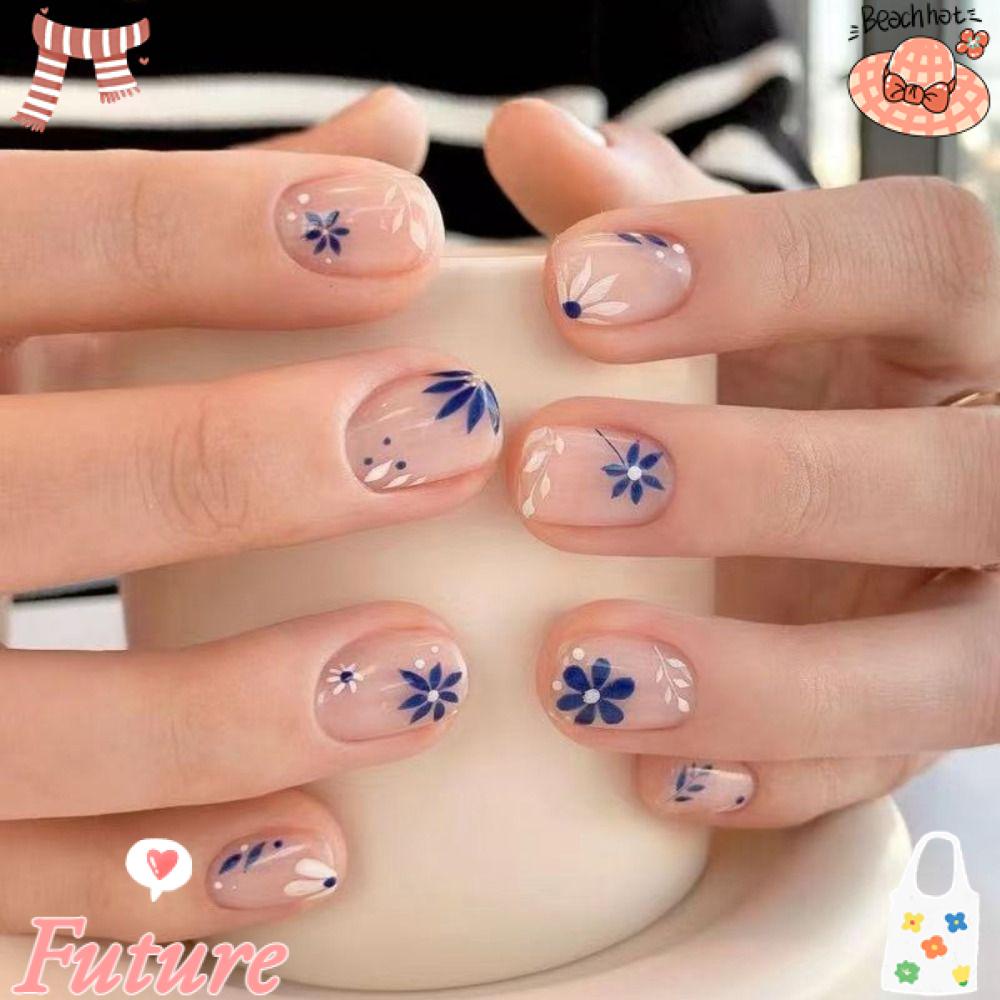 Set 24 Móng Tay Giả Dạng Nhấn Phong Cách Pháp