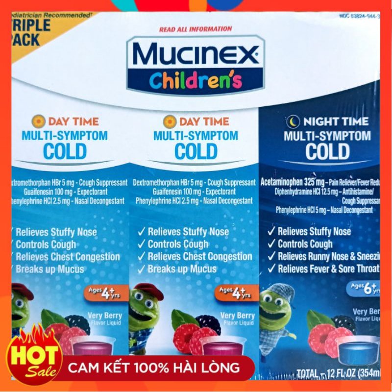 [Date 5/2024] Siro ho trẻ em Mucinex Children's Multi - Symptom Day &amp; Night Cold  590 ml - Small Family