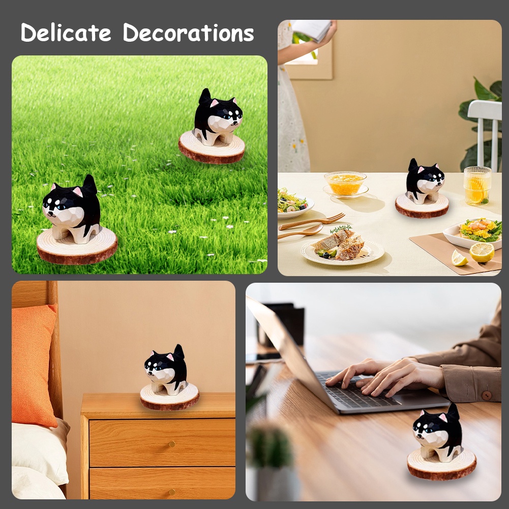 Mô Hình Đồ Chơi Chú Chó Husky Mini Bằng Gỗ Đàn Hương Chống Phai Màu Vui Nhộn Dùng Làm Quà Tặng Tại Nhà DIY