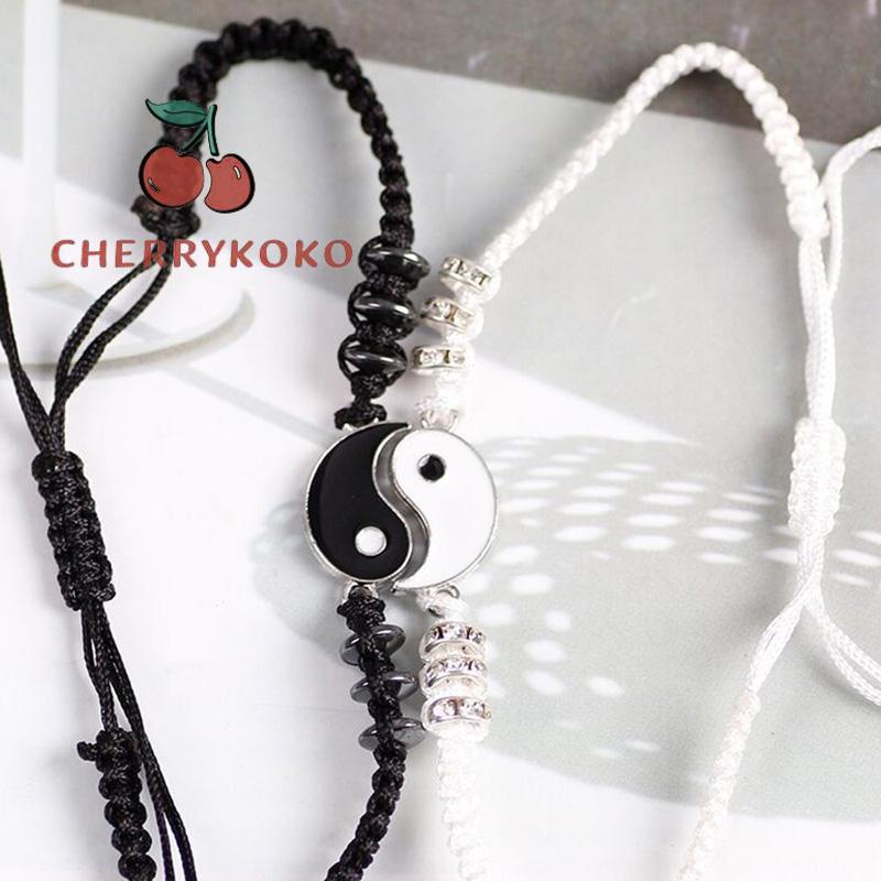 🍒🍒CHERRYKOKO Vòng tay bằng hợp kim thiết kế mặt dây kết hợp âm dương thời trang cho cặp đôi