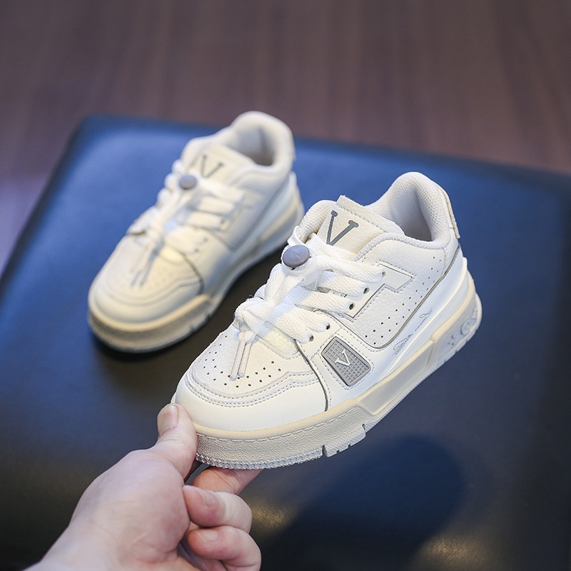 Giày Thể Thao Quai Dán Màu Trắng Size 26-37 Thời Trang Cho Bé