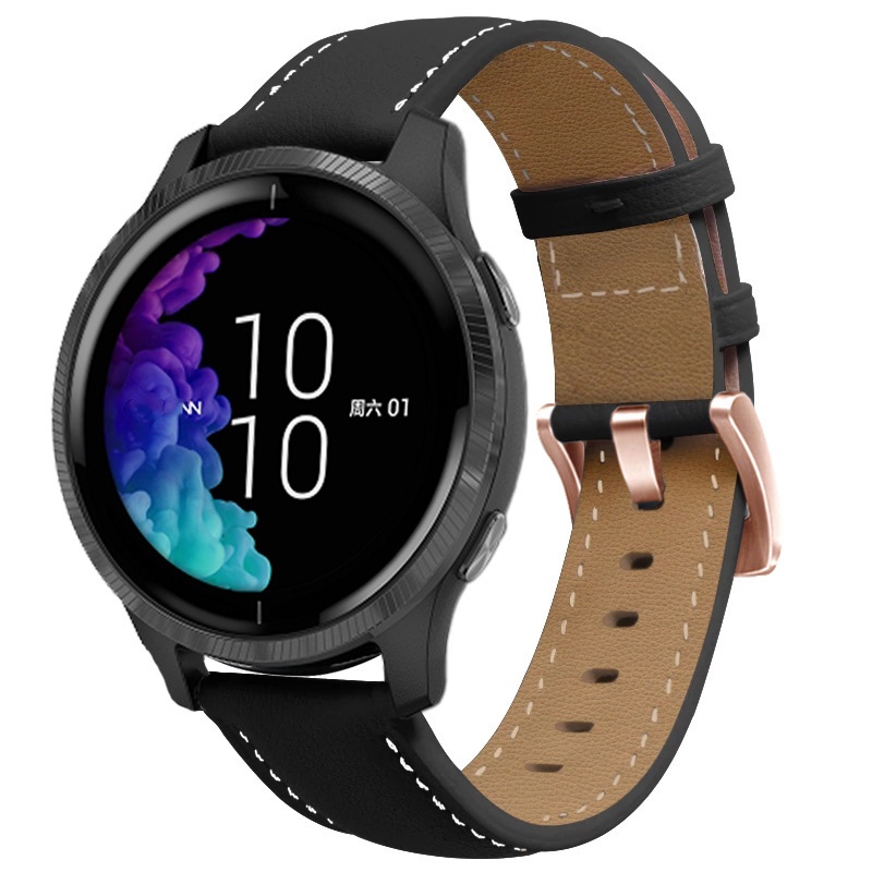Dây Đeo Thay Thế 18mm Bằng Da Có Khóa Màu Vàng Hồng Cho Garmin Venu 2S Vivoactive 4S Forerunner 255s 265S 20mm Galaxy Watch4 3 Active 2