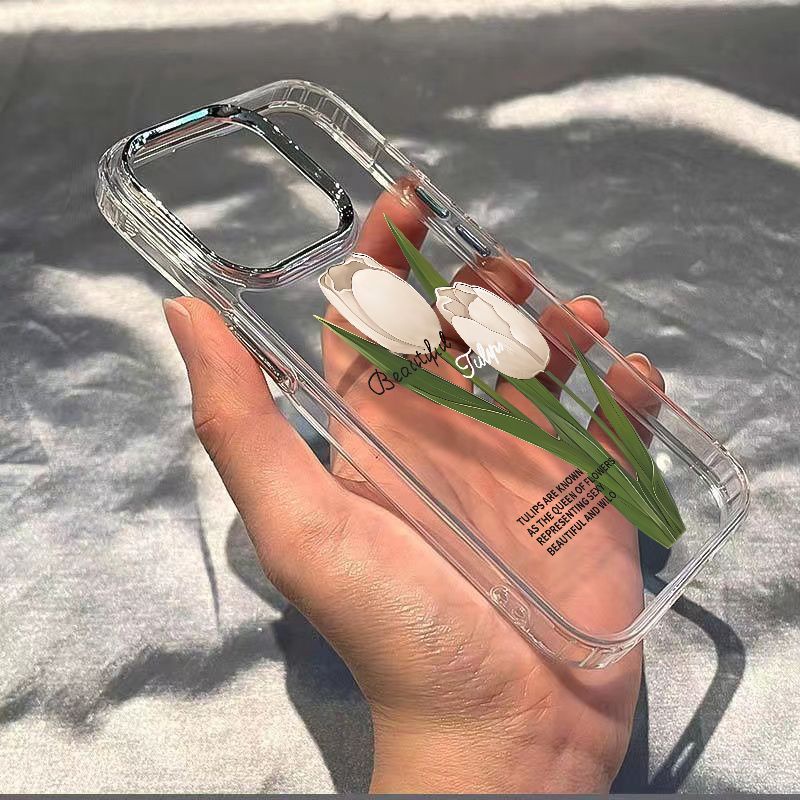 ✅Ốp Điện Thoại Mềm Chống Sốc Họa Tiết Hoa Tulip Cho Iphone 8 / 14Pro max 713 11 12Plus UW5S