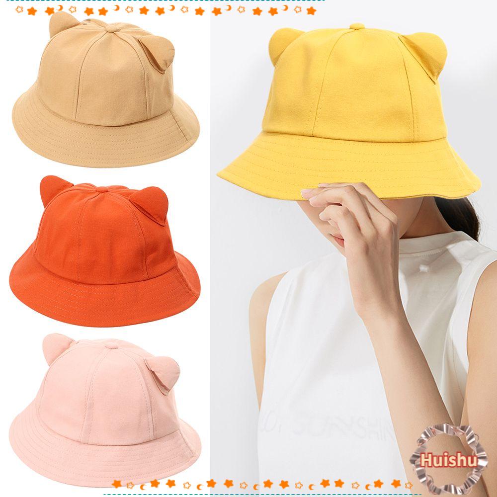 Mũ Tai Mèo Thoáng Khí Màu Trơn Dễ Thương Cho Bé