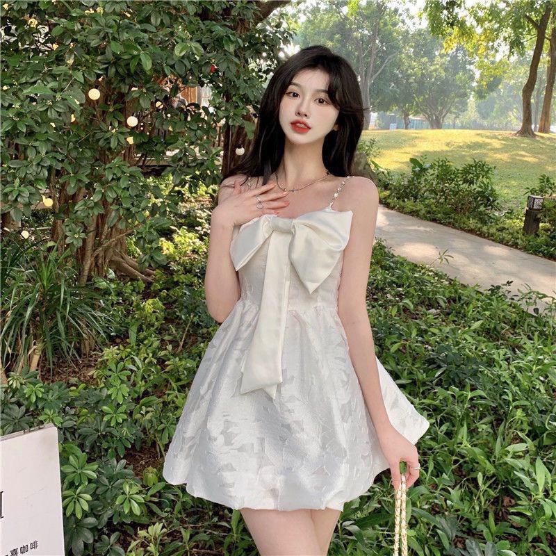 Đầm Hai Dây Thắt Nơ Phong Cách Mới Mùa Hè 2023