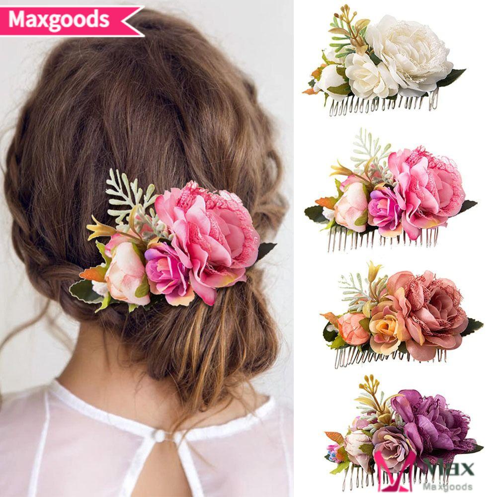 Lược Cài Tóc Hình Hoa Thanh Lịch Cho Cô Dâu|Phụ Kiện Trang Trí Tóc Xinh Xắn Chất Lượng