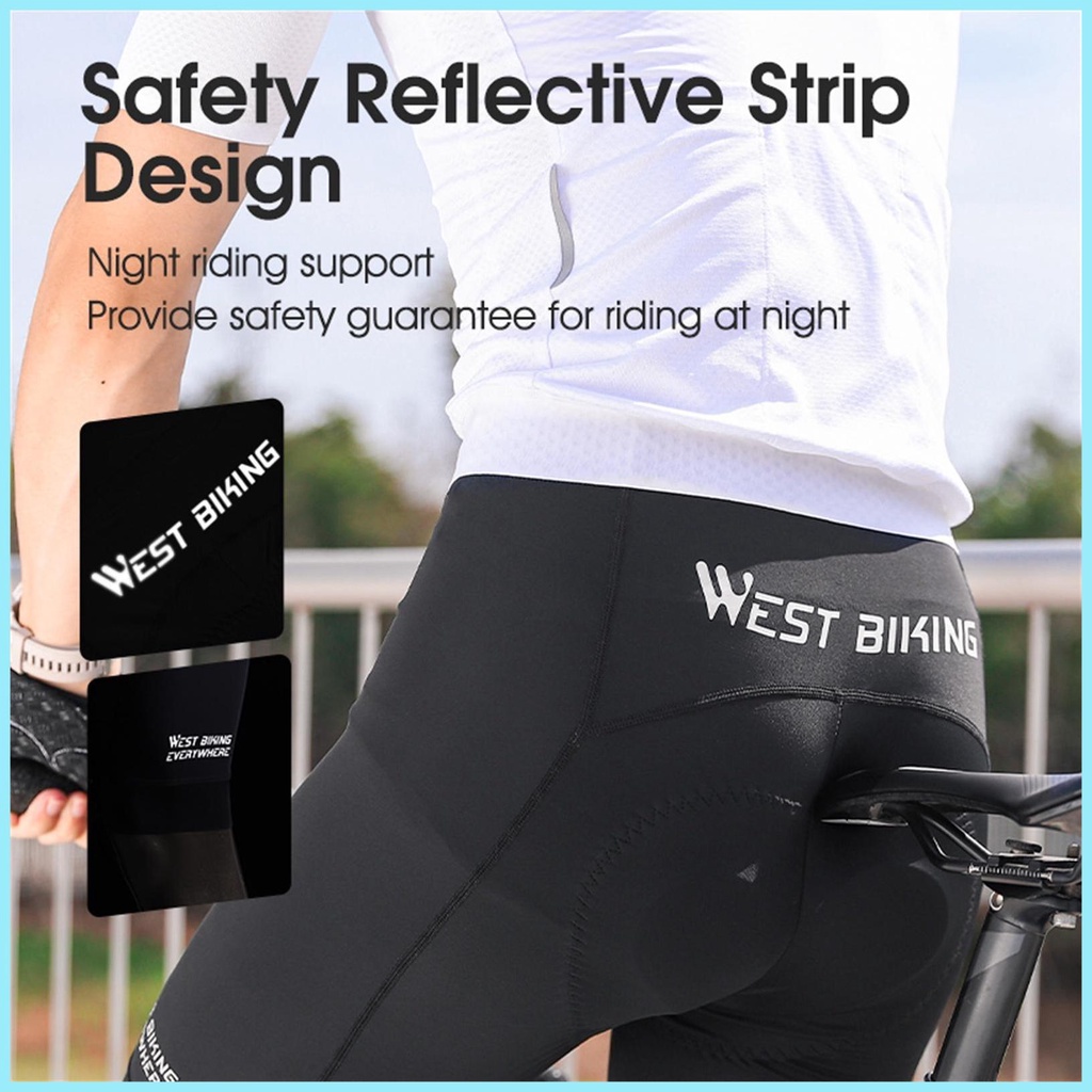 Quần Short Đạp Xe Màu Đen Phản Quang Nhanh Khô Co Giãn Chống Trượt Họa Tiết 3D Cho Nam