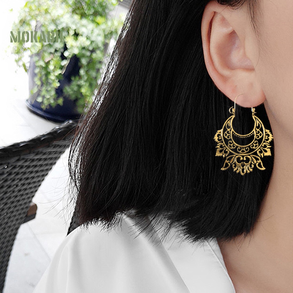 [Mok Abh] Bông Tai Nửa Vòng Cắt Rỗng Kiểu Dáng Vintage