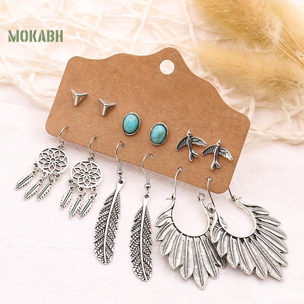 1 Bộ Bông Tai Hình Lông Vũ Bằng Hợp Kim Thoải Mái Dùng Hàng Ngày