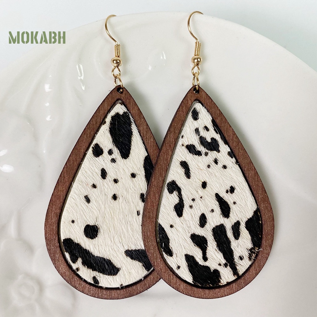 1 Đôi Bông Tai Họa Tiết Hình Giọt Nước Họa Tiết Da Báo Theo Phong Cách Bohemian