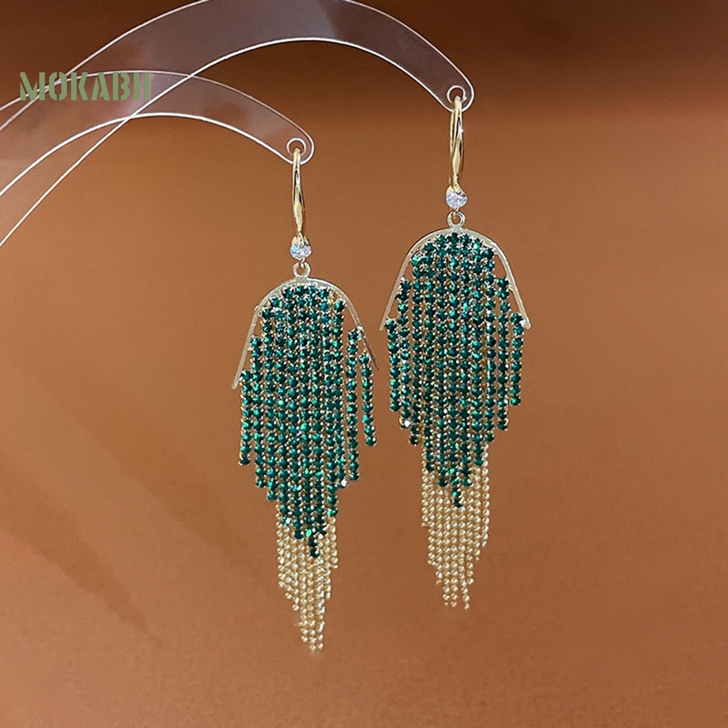 1 Cặp Bông Tai Dáng Dài Đính Đá Nhiều Màu Sắc Kiểu Hình Học Phong Cách Bohemian