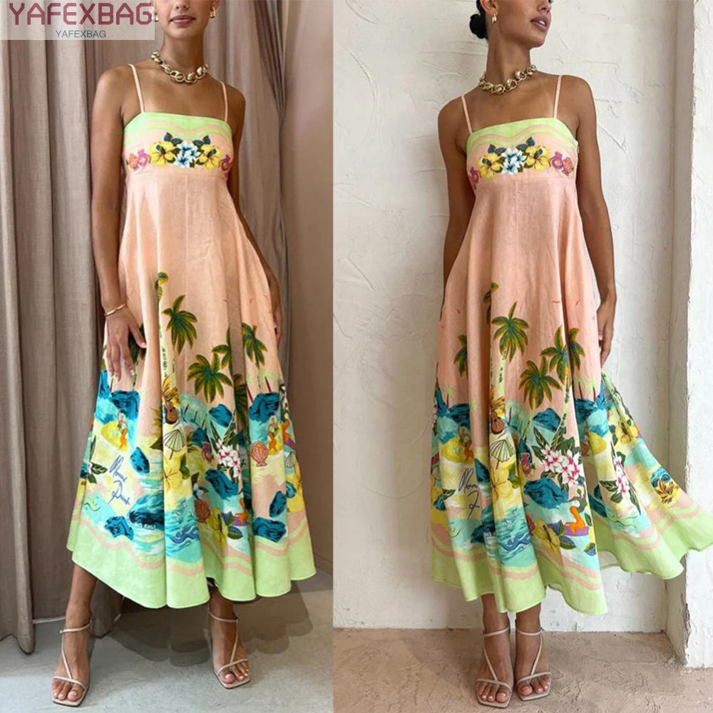 Chic and Comfy Pink Bohemian Beach Maxi Dress for Women Summer Sundress with Floral Print