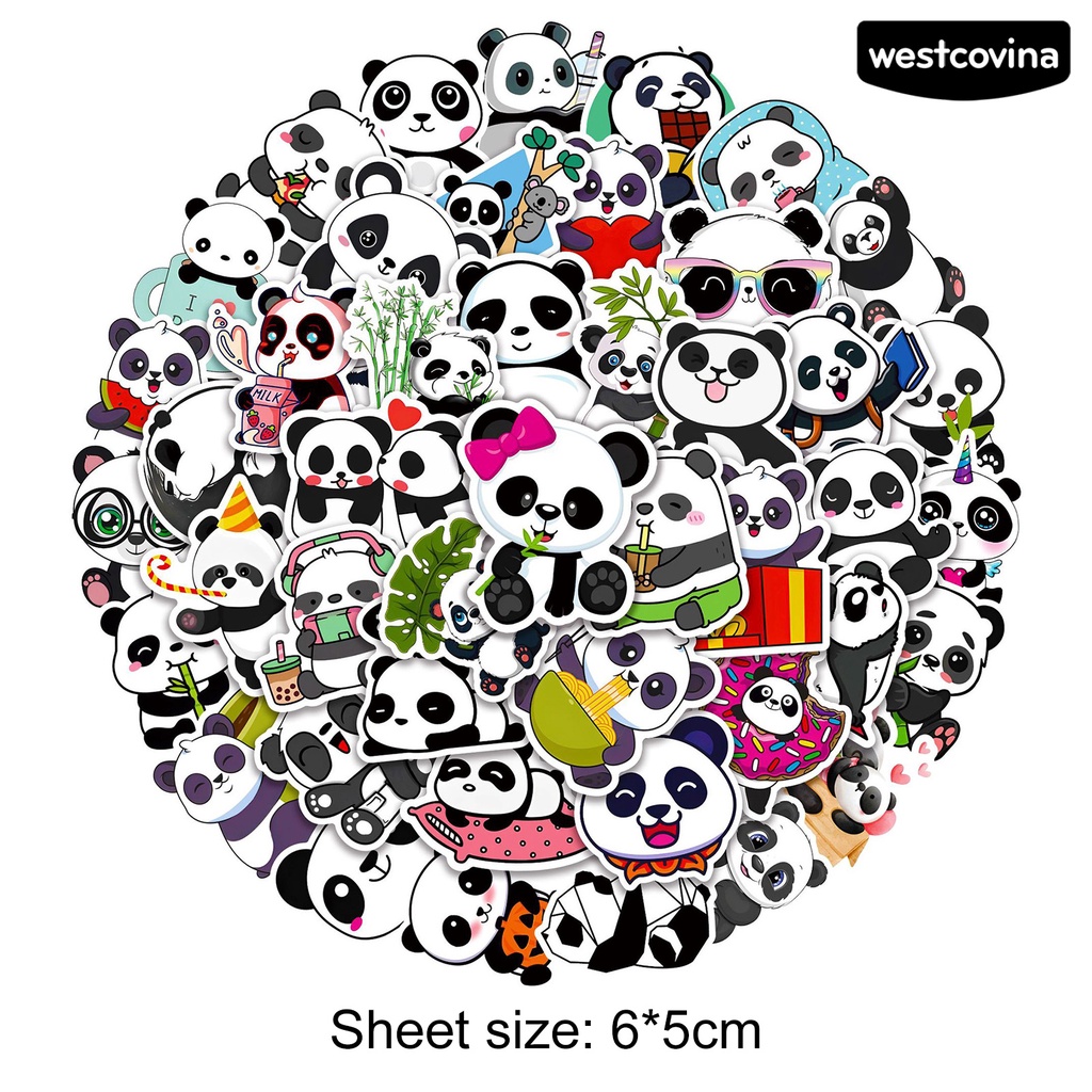 [WSTN]✎Bộ 50 Miếng Dán Hình Gấu Trúc Hoạt Hình Tự Dính Chống Nước Chống Rách Dùng Trang Trí DIY