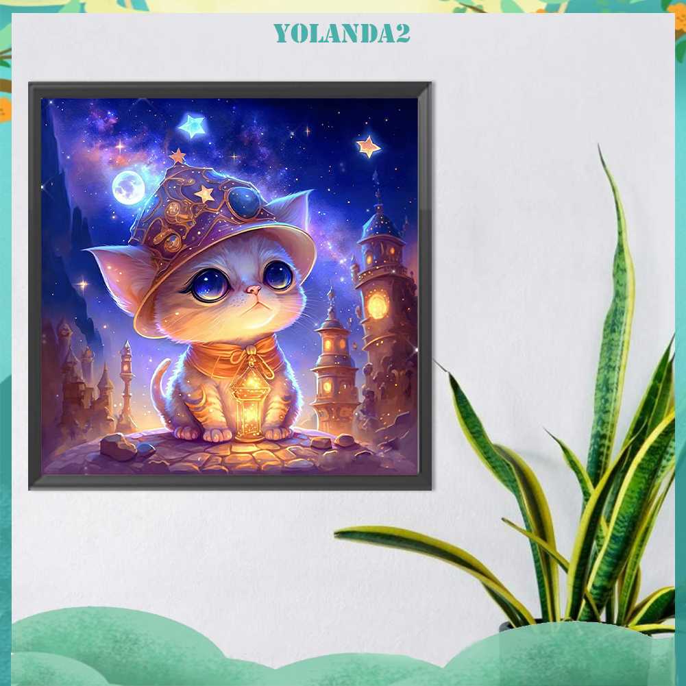 Tranh Đính Đá Kim Cương Toàn Bộ 5D DIY Hình Vẽ Mèo Trang Trí Nhà Cửa