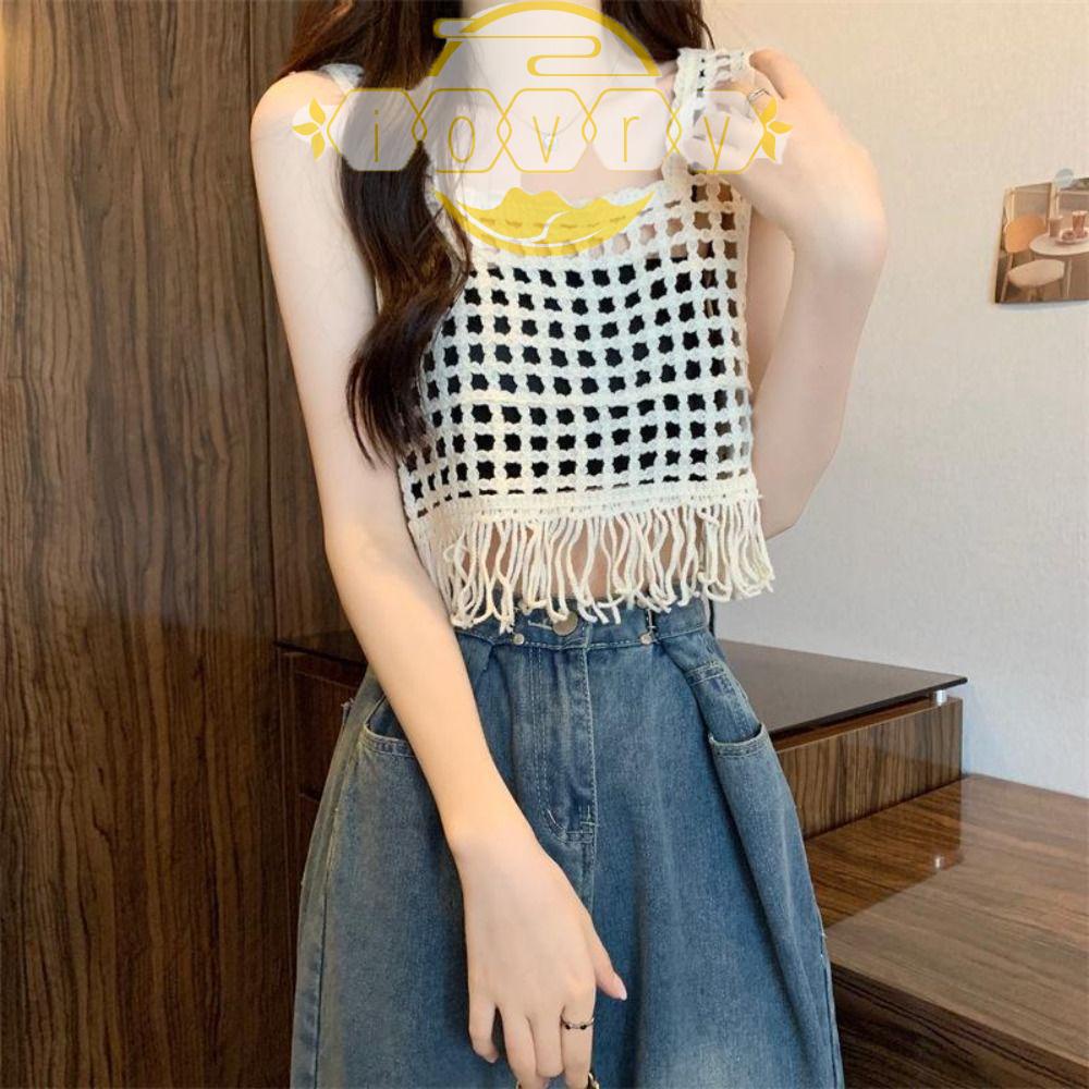 Áo Croptop Tua Rua Màu Sắc Ngọt Ngào Thời Trang Mùa Hè Cho Nữ