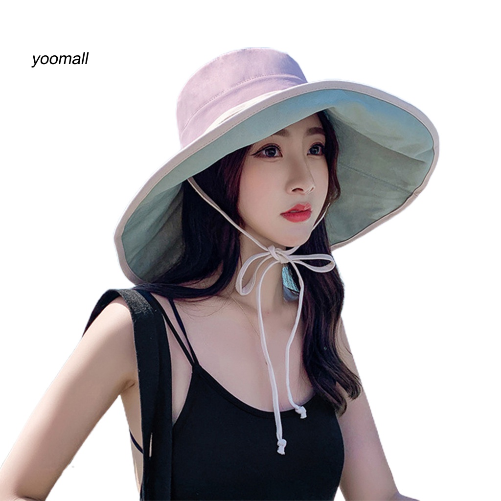 Mũ Chống Nắng Hai Mặt Mềm Mại Thoáng Khí Thoải Mái Thời Trang Mùa Hè Cho Nữ