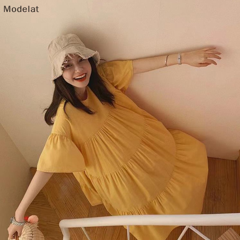 Đầm Tay Ngắn Dáng Rộng Phong Cách Hàn Quốc Thời Trang Mùa Hè Cho Nữ