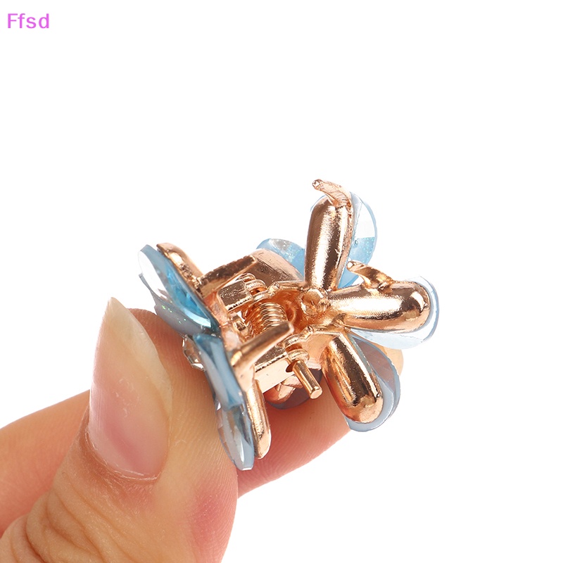 {Ffsd} Set 5 Kẹp Tóc Móng Vuốt Hình Hoa Màu Xanh Dương Tím Trắng Hàn Quốc Cho Nữ * Bán Chạy