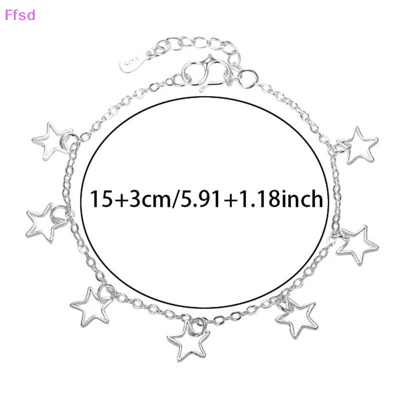 {Ffsd} Vòng Tay Chuỗi Hạt Hình Ngôi Sao Năm Cánh Màu Bạc Thời Trang Chính Hãng Bán Chạy Cho Nữ