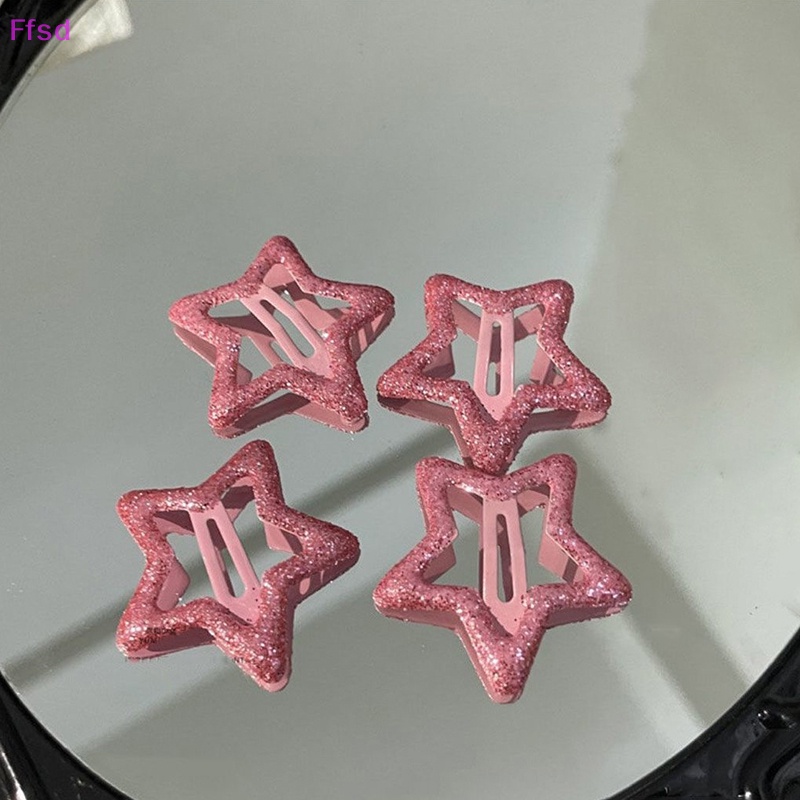 1 Cặp Kẹp Tóc Hình Ngôi Sao Năm Cánh Đính Sequin Lấp Lánh Màu Hồng / Hồng Dễ Thương Cho Nữ