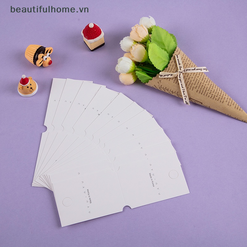 Bộ 50 Thẻ Giấy Gấp Treo Trưng Bày Trang Sức / Kẹp Tóc / Dây Chuyền / Kẹp Tóc Màu Trắng