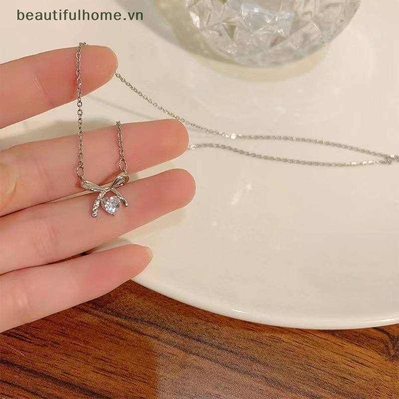 [beautifulhome] Vòng Cổ Choker Mặt Nơ Đính Đá Zircon Pha Lê Phong Cách Hàn Quốc Vintage Làm Quà Tặng Trang Sức Cho Nữ [beauty]