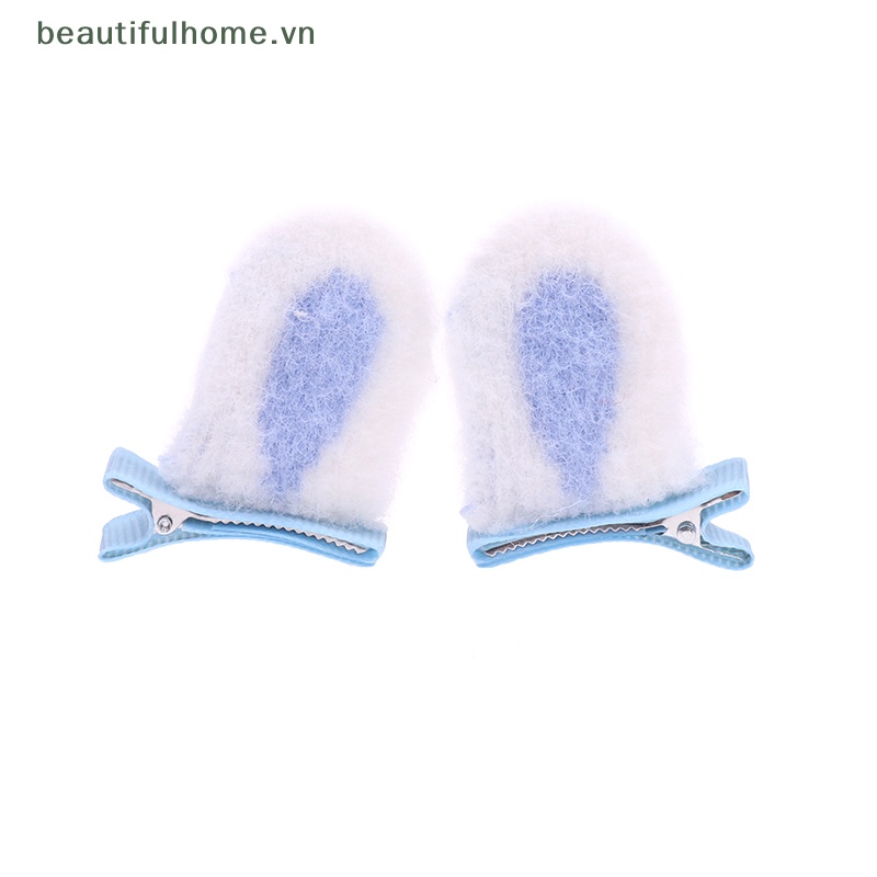 Kẹp Tóc Tai Thỏ Phủ Lông Nhung Dễ Thương Xinh Xắn