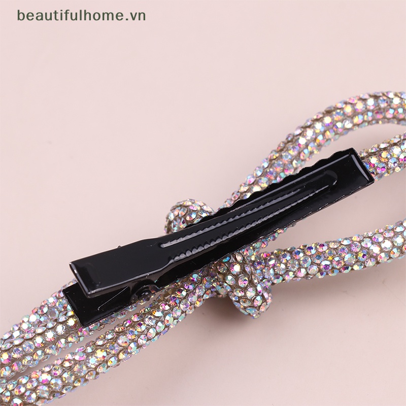 Bộ 2 Kẹp Tóc Hình Nơ Đính Đá Xinh Xắn