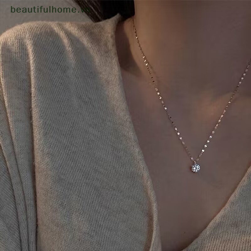 [beautifulhome] Vòng cổ Kim Cương Đơn Giản Sáng Bóng Zircon Tiên Tiến Cho Nữ Dự Tiệc [beauty]