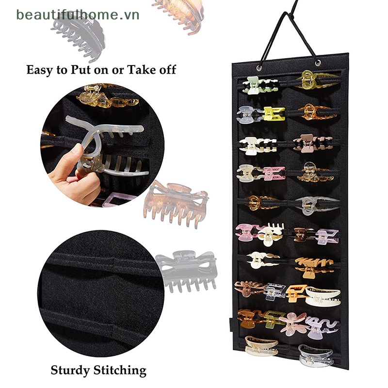 [beautifulhome] Giá Đỡ Kẹp Tóc / Dây Buộc Nơ Bằng Vải Nỉ Sắp Xếp Gọn Gàng Gắn Tường / Cửa [beauty]