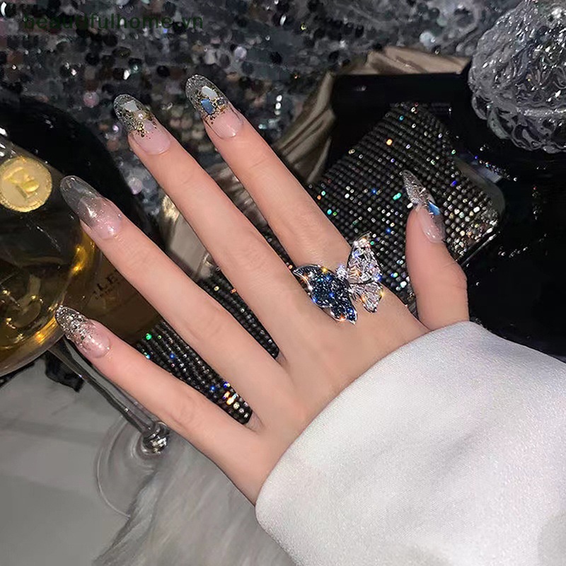 Nhẫn Hình Bướm Bằng Kim Loại Tùy Chỉnh Phong Cách Gothic Thời Trang Cho Nữ