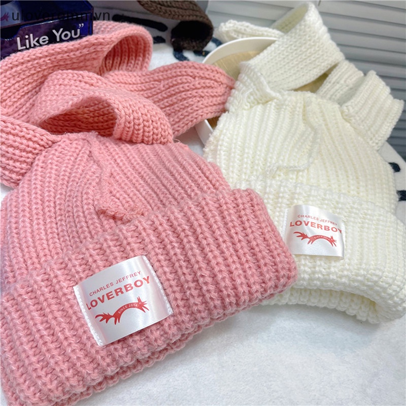 Mũ Len Beanie Tai Thỏ Dài Giữ Ấm Thời Trang Unisex