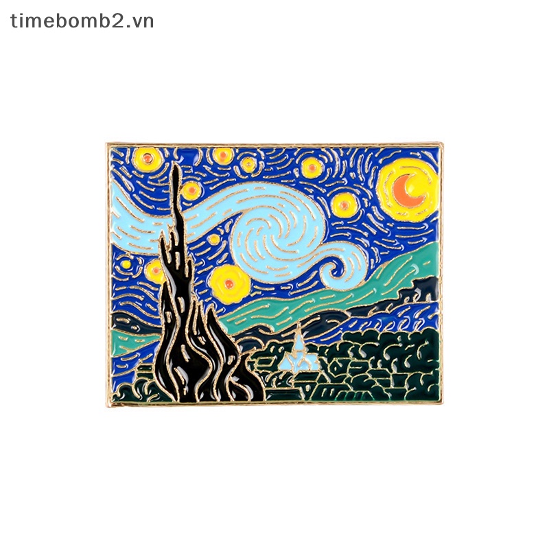 {Timebomb} Ghim Cài Áo Hình Bầu Trời Đầy Sao Của Van Gogh Lãng Mạn