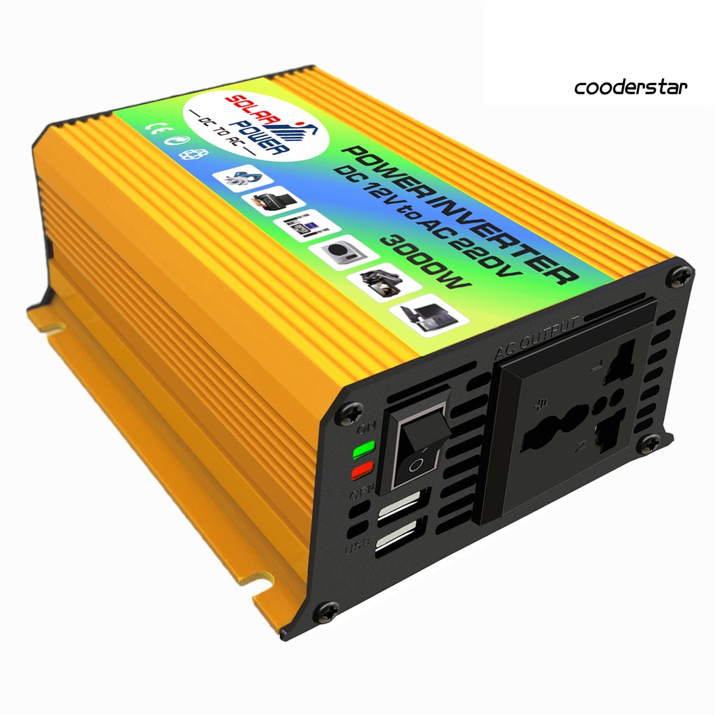 Bộ Chuyển Đổi Nguồn Điện 3000W DC 12V Sang AC 110V Hai Cổng USB Cho Xe Hơi