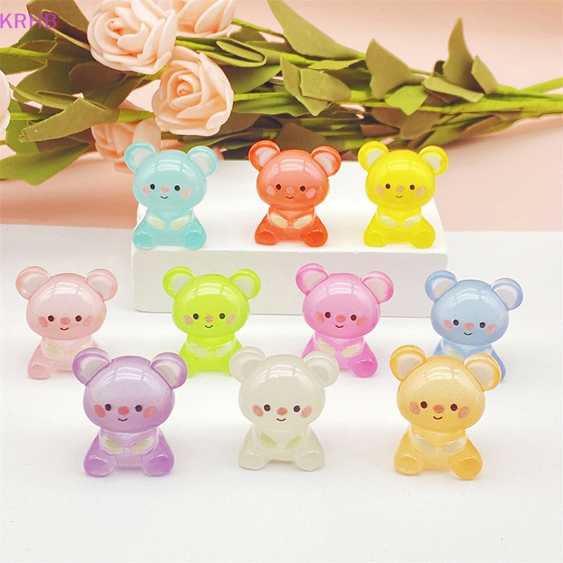 Set 5 Phụ Kiện Trang Trí Nghệ Thuật DIY Hình Gấu Koala Nhỏ Màu Dạ Quang Bằng Nhựa Resin Mới