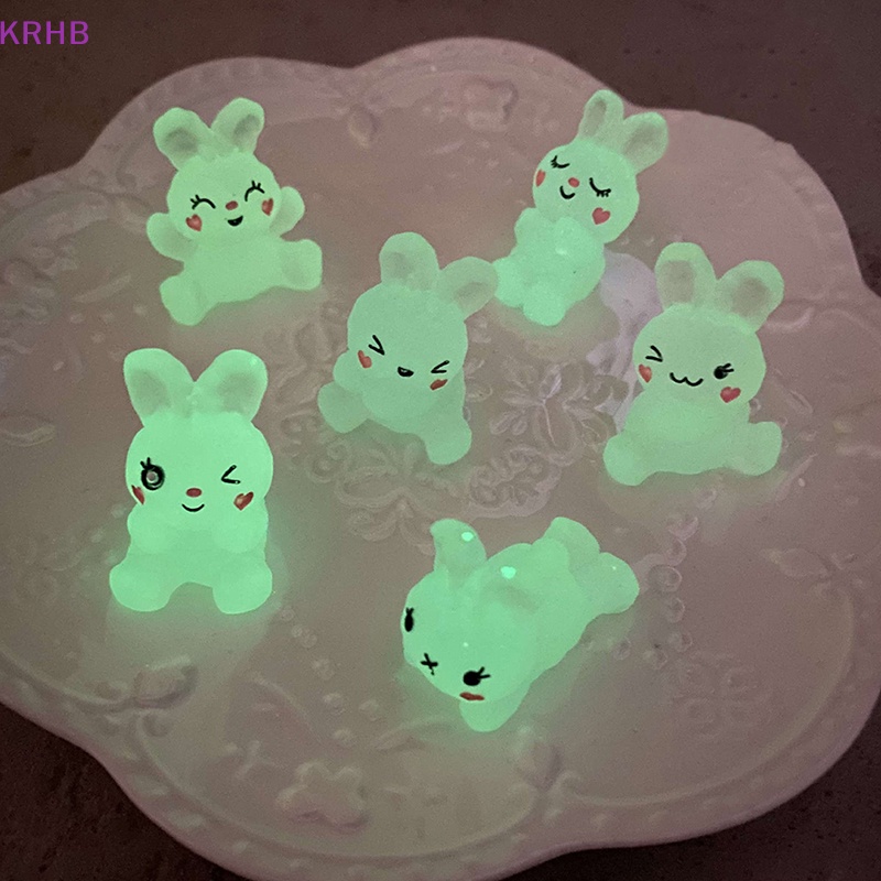 Set 5 Phụ Kiện Trang Trí Nghệ Thuật DIY Hình Thỏ Màu Dạ Quang Bằng Nhựa Resin Mới