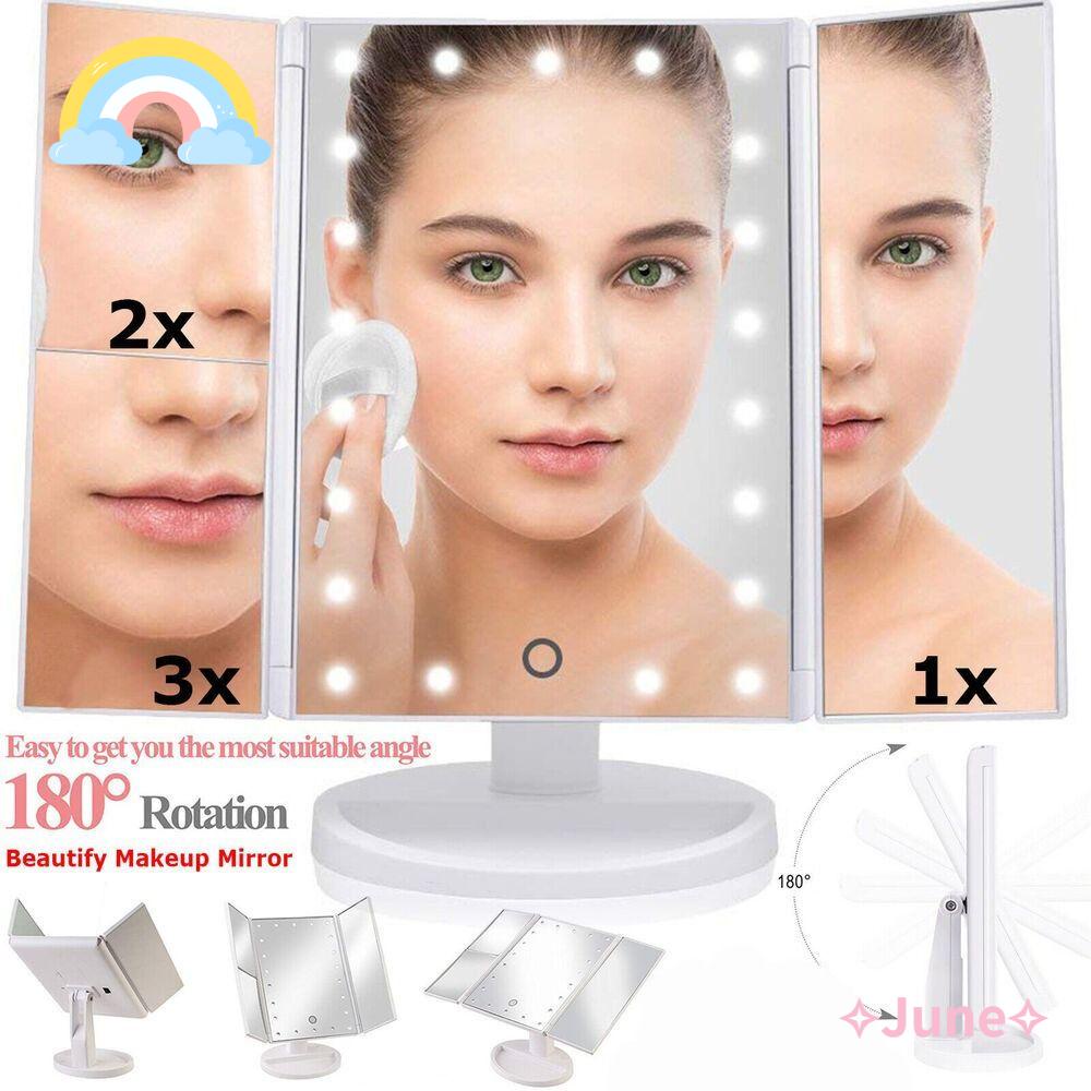 Gương Trang Điểm Tích Hợp Giá Đỡ Có Thể Điều Chỉnh Độ Sáng Màn Hình Cảm Ứng Sạc USB Tiện Dụng