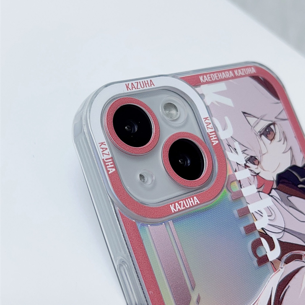 Genshin impact Kaedehara Kazuha Transparent Laser Case for iPhone 14 13 12 11 pro promax x xs xsmax xr 7 8 plus