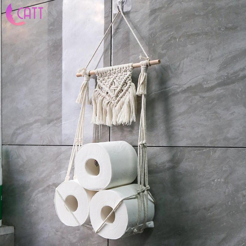 1 Giá Đỡ Cuộn Giấy Vệ Sinh Gắn Tường Phong Cách Boho Tiện Dụng Cho Phòng Ngủ / Nhà Tắm