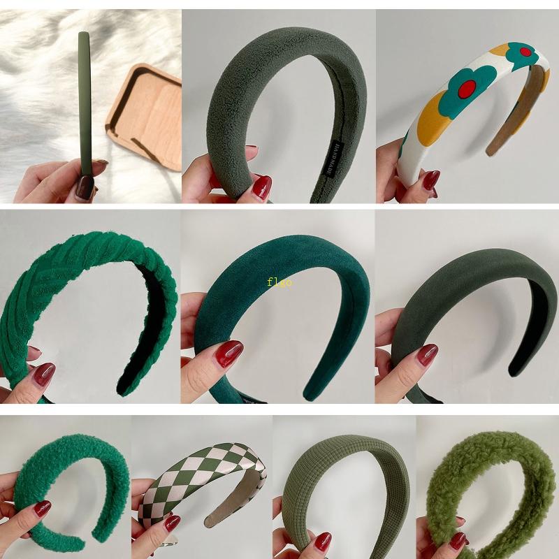 Băng Đô Nhung Kẻ Ô Vuông Màu Sắc Trơn Đàn Hồi Phong Cách Vintage