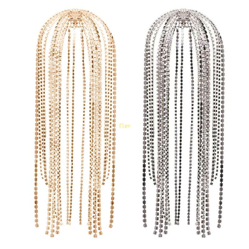 Băng Đô Cài Tóc Dáng Dài Đính Đá Lấp Lánh Thời Trang Cho Nữ